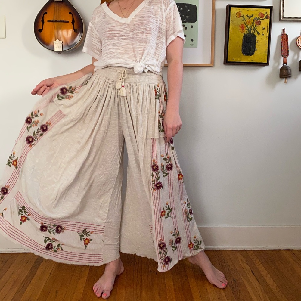 Free people embroidered lounge pants